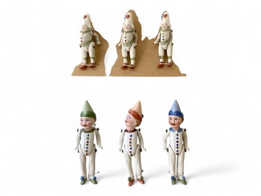 (2) Sets of Hertwig all-bisque characters on Presentation Cards.