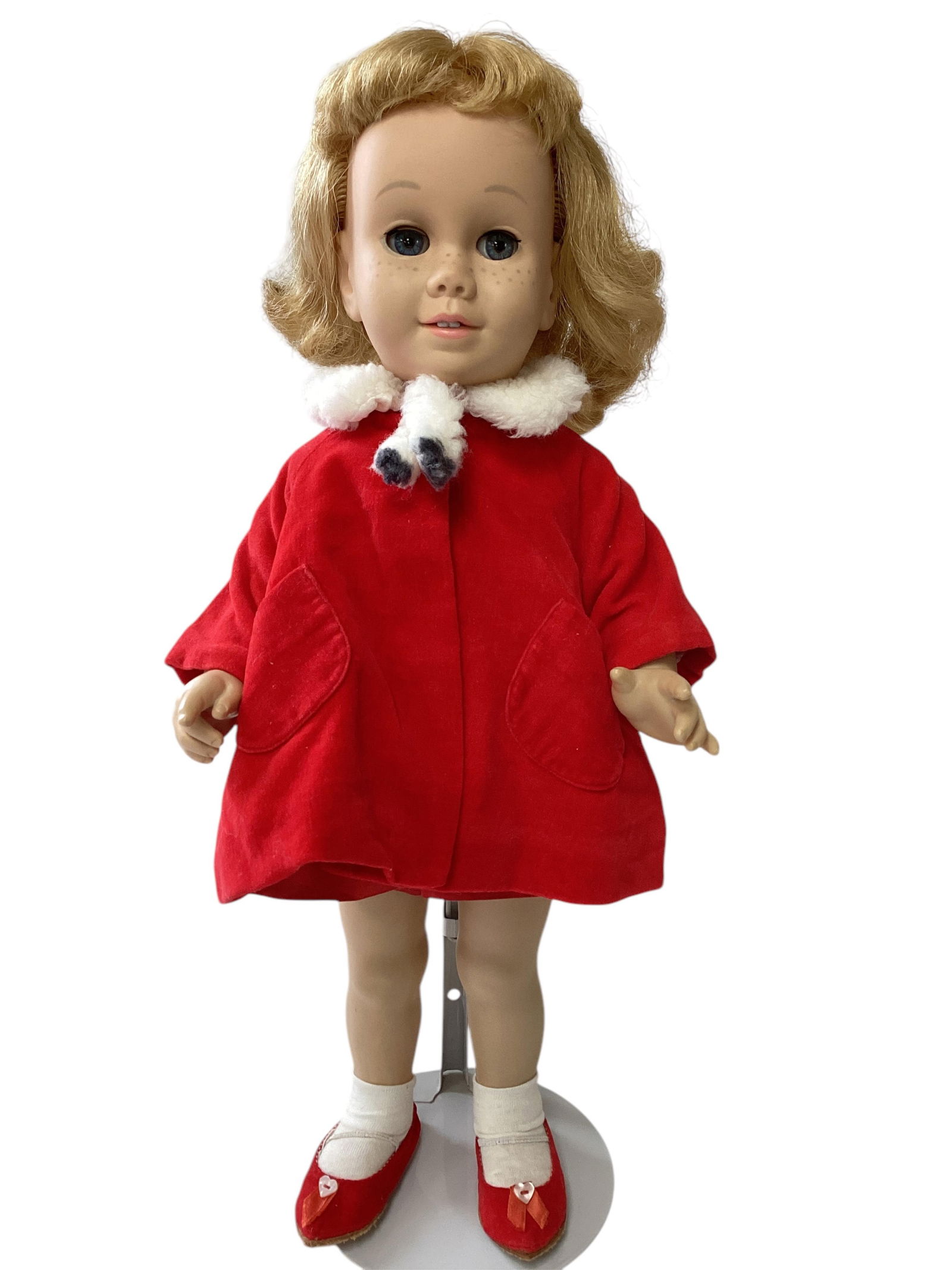 Vintage Working Mattel "Chatty Cathy".: Vintage Working Mattel "Chatty Cathy".20" doll with vinyl head, rooted hair, sleep eyes, open/closed mouth with molded teeth, freckles, on five-piece body with pull-string voice box (wo