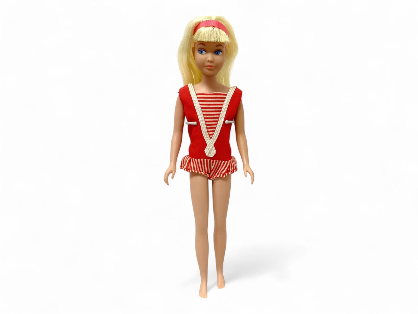 Platinum Skipper Doll with Original Box + Wrist Tag: Platinum Skipper Doll with Original Box + Wrist Tag (1) Breathtaking Platinum Skipper Doll with Original Box, liner, gold stand, headband, wrist tag, and unopened package with fashion booklet, shoes, 