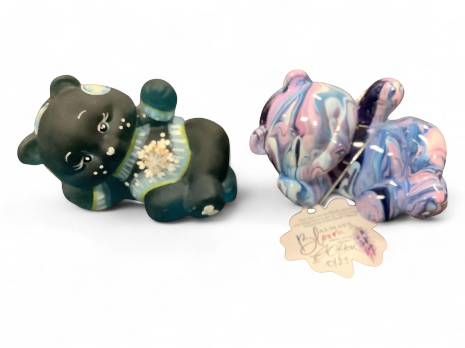 Fenton Glass Reclining Bears (1 of 2)