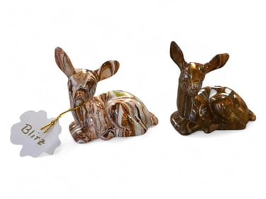 Two Hand-Painted Deer Figurines