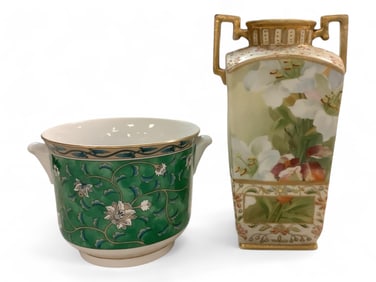 Fine Porcelain Vases Nippon 8 in. (20.3 cm.), Takahashi 4 in. (10.2 cm.)