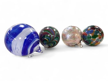 Hand Blown Glass Ornaments Lot of Four
