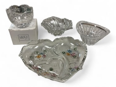 Mikasa Crystal Dishes and Wedding Plate 3" to 4" tall