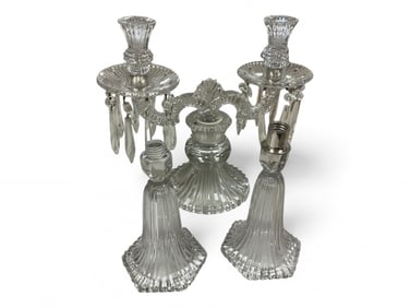 Heisey Lot of Three Ridgeleigh Candleebra Parts see discription below 11" tall