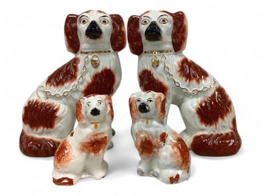 Staffordshire Terriers Large 7 3/4 in. (19.7 cm.), Small 3 3/4 in. (9.5 cm.)