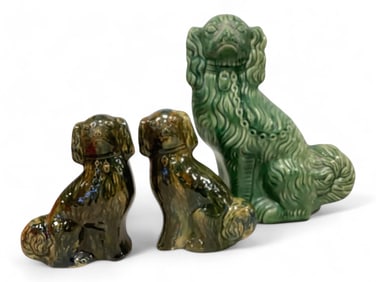 Staffordshire Pottery Spaniels Large 11 1/2 in. (29.2 cm.), Small 7 in. (17.8 cm.)