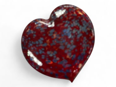 Solid Red Glass Heart w/Blue Design