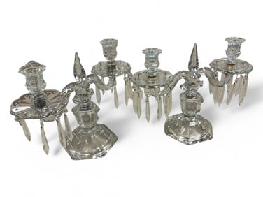 Heisey #300-2 Pair Old Williamsburg 10.5" Short Base Candelabra see description below