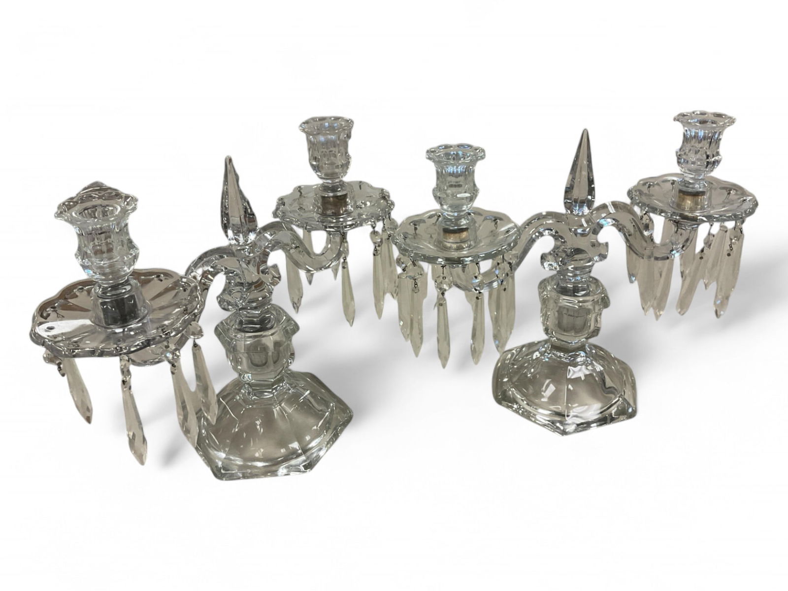 Heisey #300-2 Pair Old Williamsburg 10.5" Short Base Candelabra see description below (1 of 1)