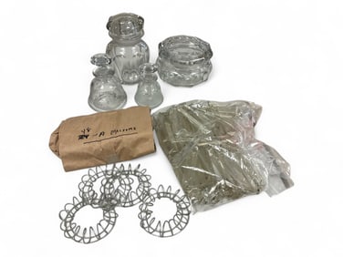 Heisey Miscellaneous Lot of (10) Items to include Candelabra Parts and Colognes and Jars