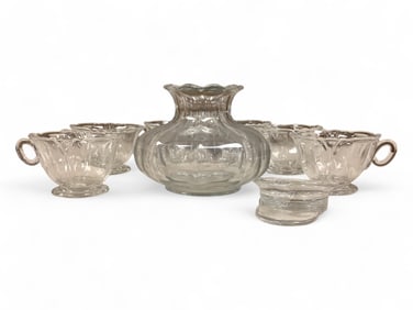 Heisey Empress Clear Cup, Military Ashtray and Peerless Vase Vase is 5.25" tall