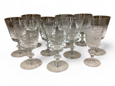 Heisey Oxford Water Glasses and (1) Zodiac Clear Claret Wine 6 3/8 tall