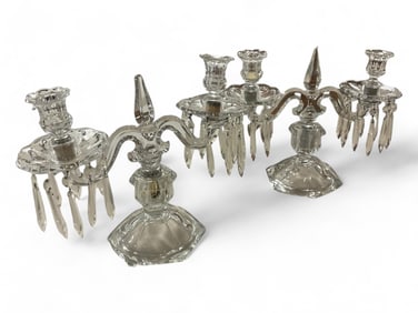 Heisey Pair #300-2 Short Base 10.5" Two Light Candelabra