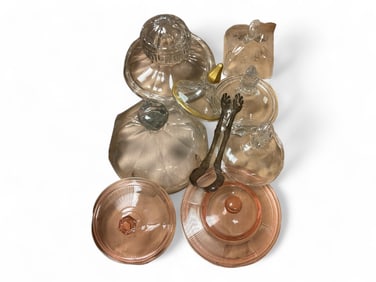 Heisey Lot of (9) Items to include (8) Lid and (1) Ice Tong