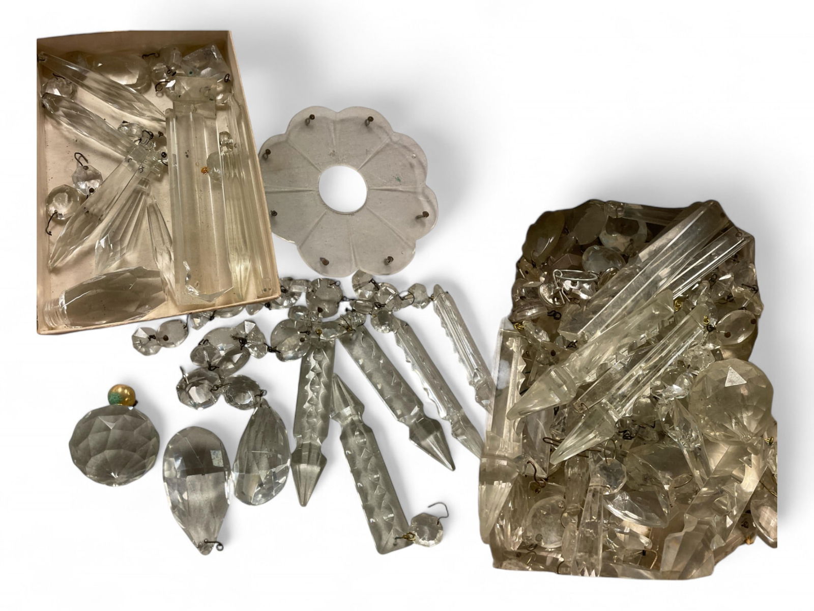 Large Lot of Miscellaneous Glass Items, Prisms, Buttons (1 of 1)