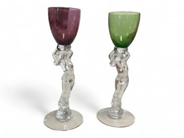 Cambridge Glass Statuesque Cordial in Amethyst and Forest Green