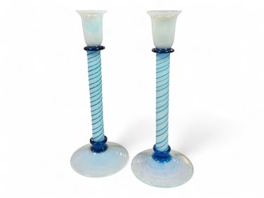 Art Glass Candlesticks - Possibly Fry Glass