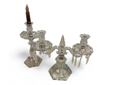 Heisey Lot of Two Incomplete Candelabra