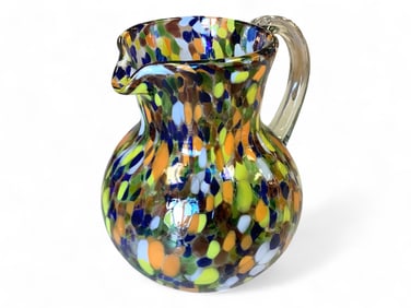 10" Tall Pitcher of Multi Colored Glass 10" tall