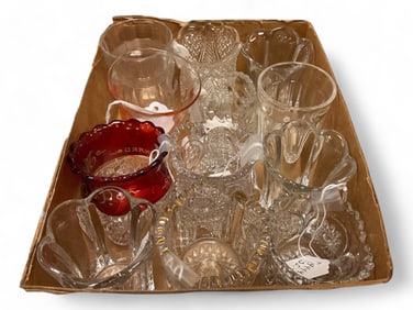 Heisey Lot of (12) Items (11) Toothpicks and (1) Bar Glass