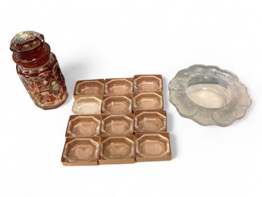 Vintage Salt Dips, Cut Crystal Jar, and Glass Bowl