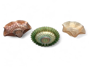 (3) Carnival Art Glass Coin Dot Bowls - Some Fenton