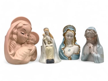 Hull Pottery and Porcelain Religious Figurine Vases 7.5" hull