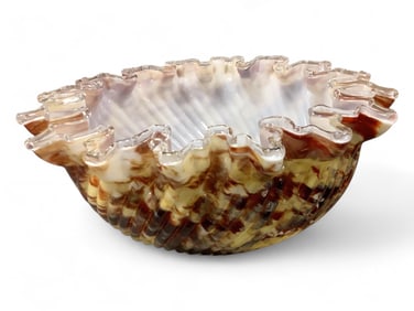 Hand Blown Glass Bowl Measures 10" diameter.