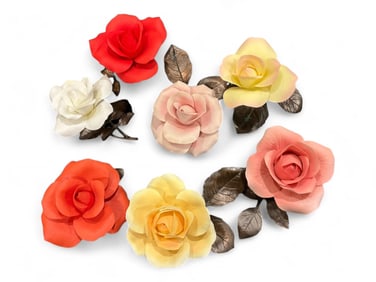 (7) Boehm Floral Metal & Porcelain Figurines, England