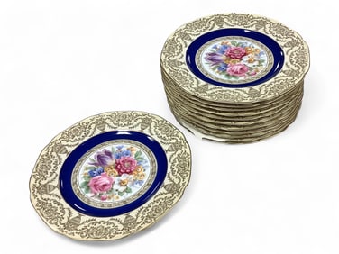 (12) Tirschenreutm Floral China Dinner Plates 10 3/4 in. diameter (27.3 cm.)