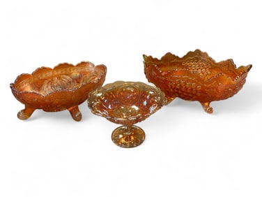 Footed Carnival Glass in Marigold