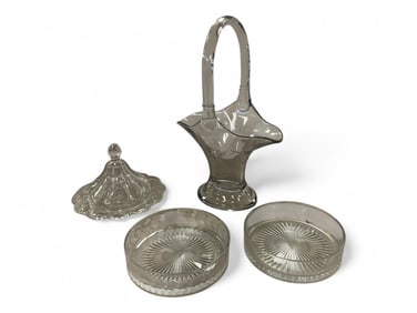 Heisey Round Dome Butter Dish and Basket Vase