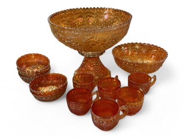 Imperial Grape and Vine Punch Bowl with Cups