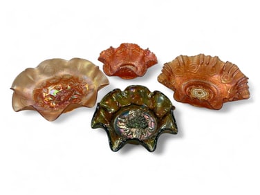 Marigold and Green Carnival Glass