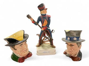 Two Royal Winton Creamers and Soldier