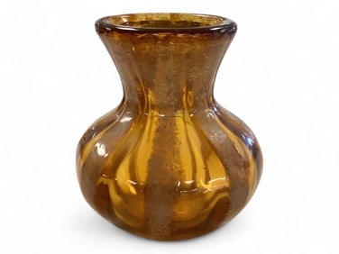 Amber Hand Blown Glass Vase