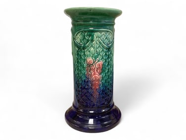 Zanesville Pottery High Glaze Pedestal Measures 17.5" tall.