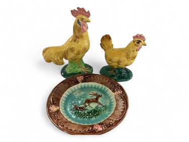 Vintage Strangl Hen & Rooster & Hunting Dog Deer Plate
