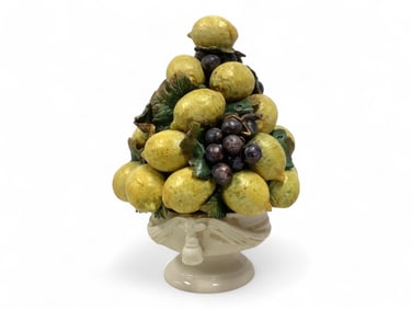 Italian pottery, lemon tree 17"H x 10.5"W