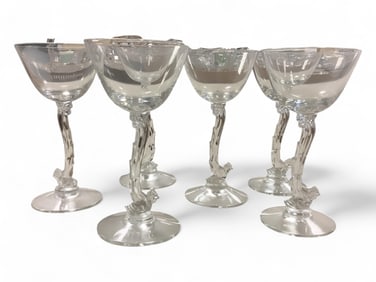 Heisey Lot (6) Rooster Stem 3 1/2 Oz cocktails