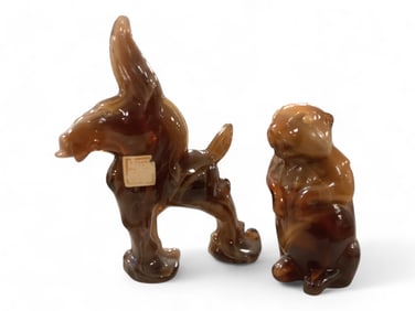 Imperial Lot of (2) Carmel Slag Animal Figurines