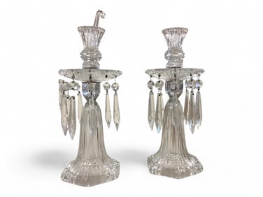 Heisey Pair of #1469 Ridgeleigh 7" Skirted One Light Candelabra