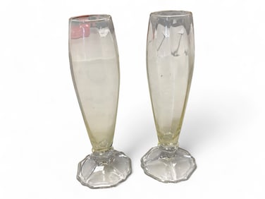 Cambridge #1283 8" Vase Crystal Base Mandarin Gold 7.75" tall