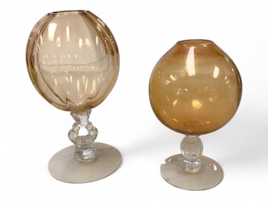 Cambridge Glass Ivy Key Hole and Ring Stem Vase 8.5"