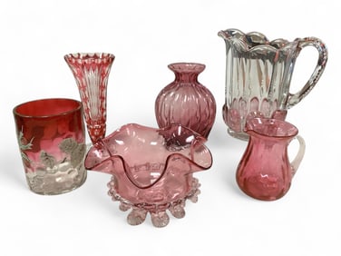 Various Cranberry Glass