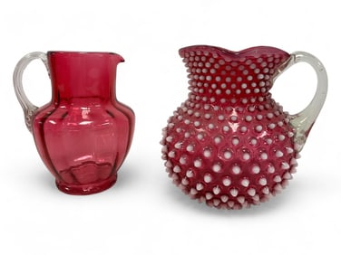 Fenton Pitcher and Cranberry Glass Pitcher
