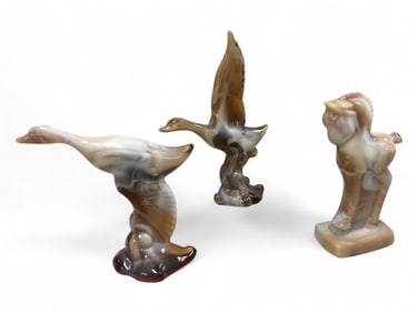 Heisey by Imperial Slag Glass Wings Up, Wings Down Mallard and Colt