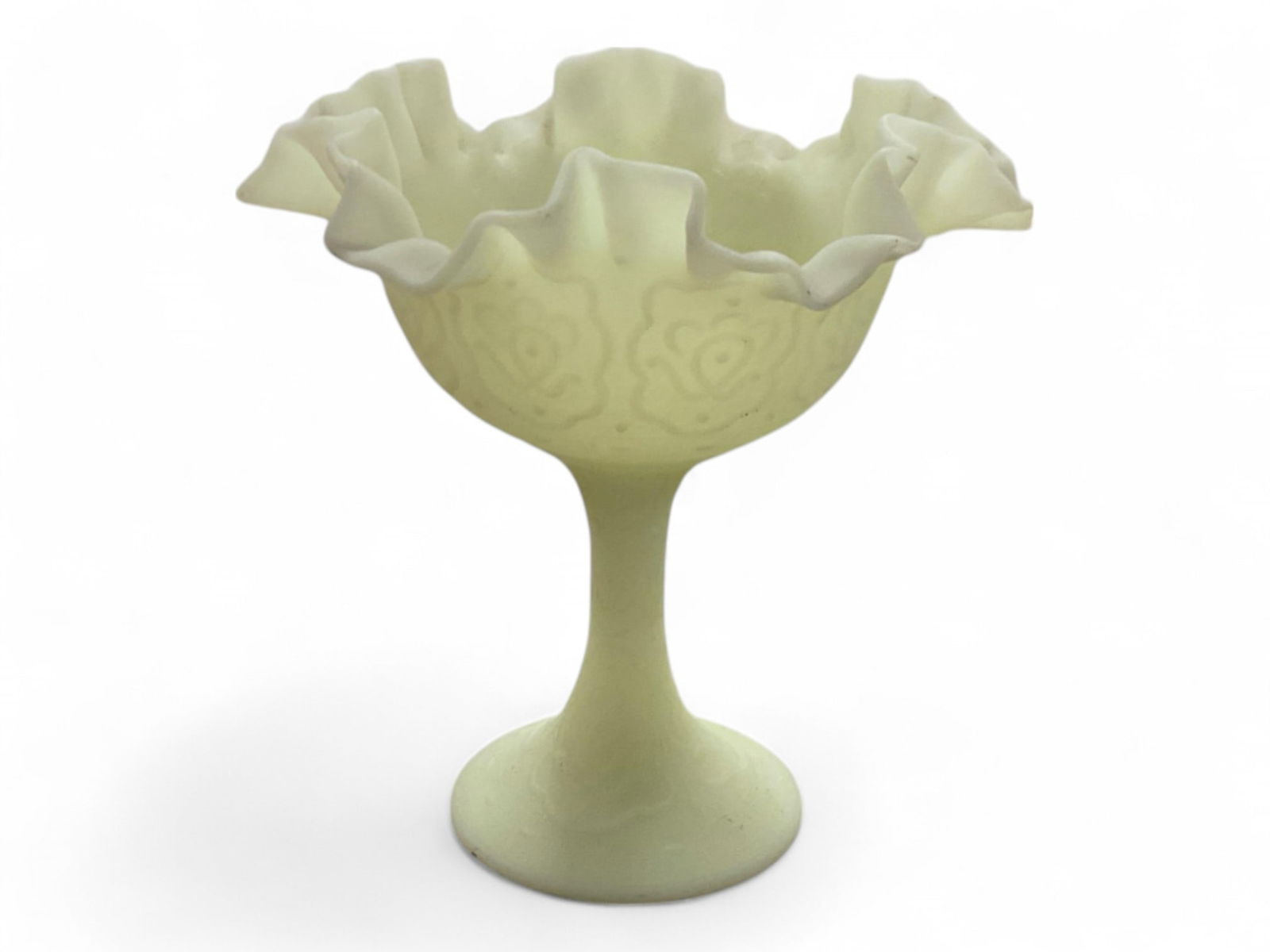 Vintage Fenton Lime Green Uranium Glass Compote (1 of 1)