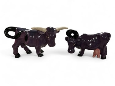 Vintage "Purple Cows" Figurine. No Markings but Possibly. Brayton Laguna .